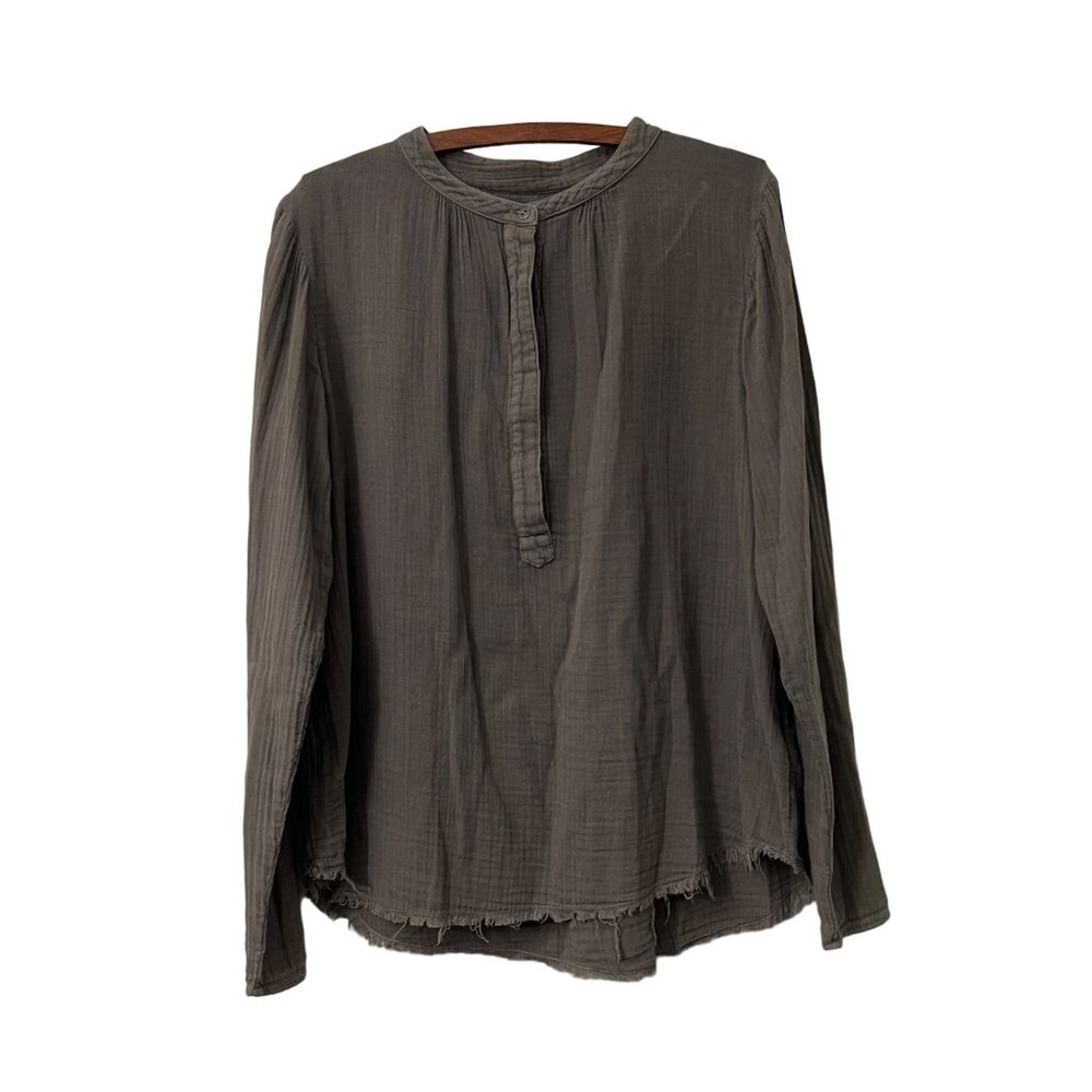 Current Elliott Taupe Annabella Gauze Henley Tunic Blouse Shirt Womens 3 Large